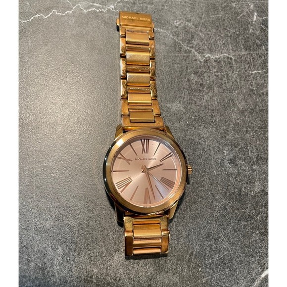 Ladies Copper/Rose Gold Tone Michael Kors Watch with Box - New Battery - Picture 2 of 5